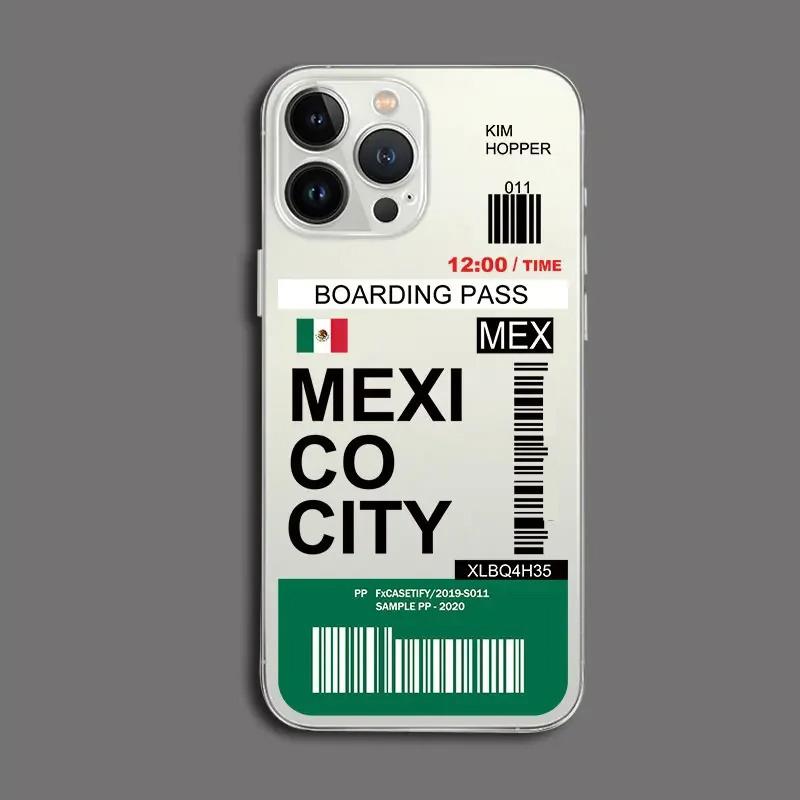 

Funny World City Tourist Ticket Label Phone Case for iPhone 16 15 14 Pro Max Plus Dustproof Non-Slip Transparent Cover Fundas iPhone 16