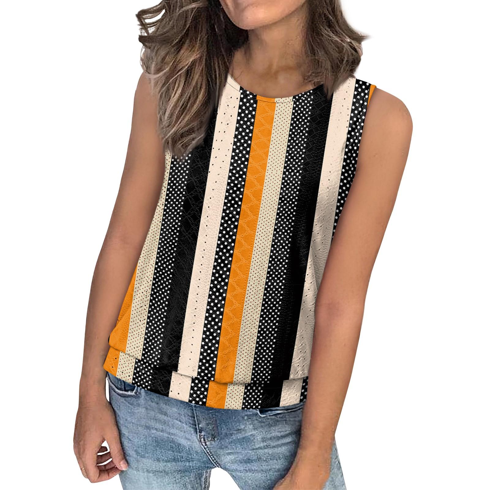 

Женский свободный модный повседневный ретро-принт с круглым вырезом без рукавов летний жилет XL