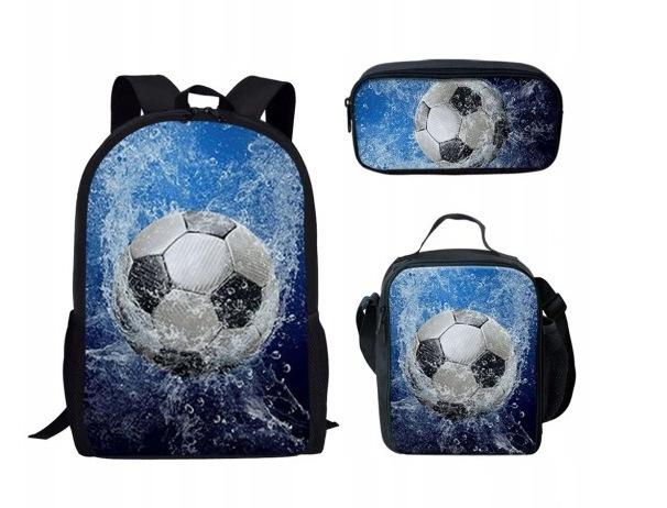 School Season Three-Piece Set School Bag Pencil Bag Lunch Bag Street Tide Basketball Football Picture Backpack Set