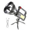 USB Rechargeable Searchlight High-Lumen Handheld Flashlight with Tripod Stand Waterproof Shockproof Outdoor Searchlight for Camping Hiking Emergency