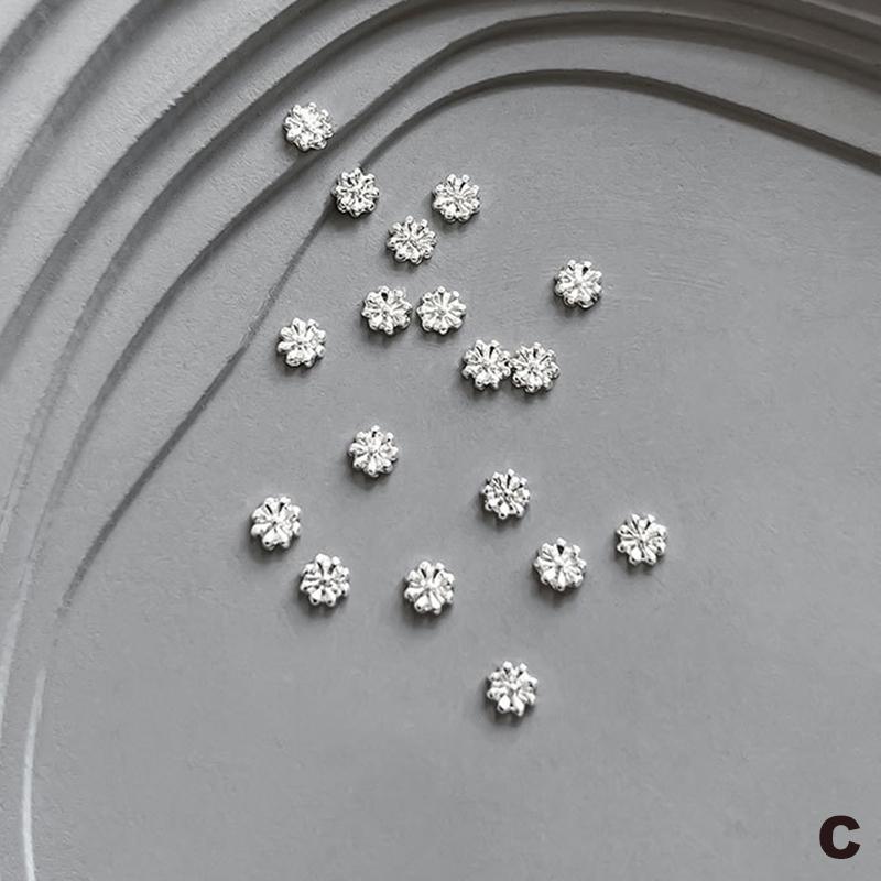 10 Pcs Gold Rhinestone Flower 3D Alloy Nail Charms Mini Flower Sparkling Gold Silver Floral Decorations Manicure Cool Charms