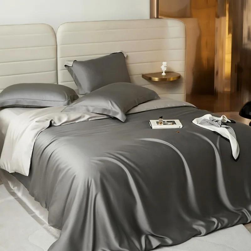 Queen Size Soft Silky Skin Friendl Sleeping Naked Lyocell Bedding Set  Duvet Cover Set Bed Sheet Pillowcases