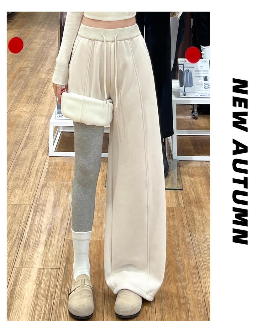 Women's Yellow Velvet Wide-Leg High-Waist Banana Pants - Autumn/Winter