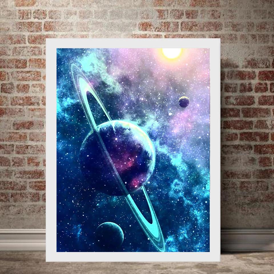 

DIY Алмазная картина «Синяя Вселенная» Набор для вышивки крестом Мозаика Искусство Алмазная картина Полный круг/Квадратный алмаз Украшение дома Round 40x50cm