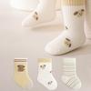 3Pair Baby Winter Socks Fleece Lined Thickened Warm Seamless Toe Mid Calf for Newborn Infant Comfortable Wear Soft Thermal Protection