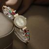 Small Fresh Floral Quartz Watch For Women With Diamond Embellishments And Alloy Strap