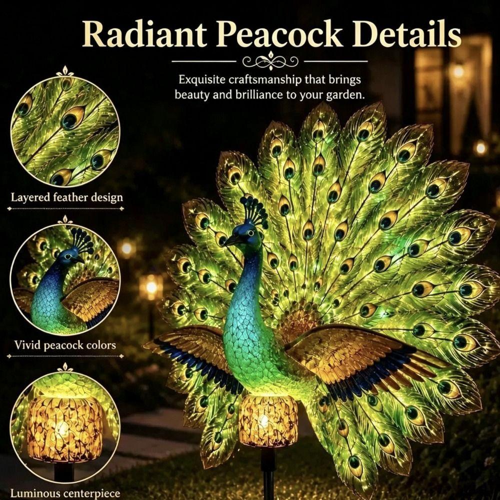 Resin Peacock Garden Decor Energy Saving Solar LED Peacock Figurine Light  Yard