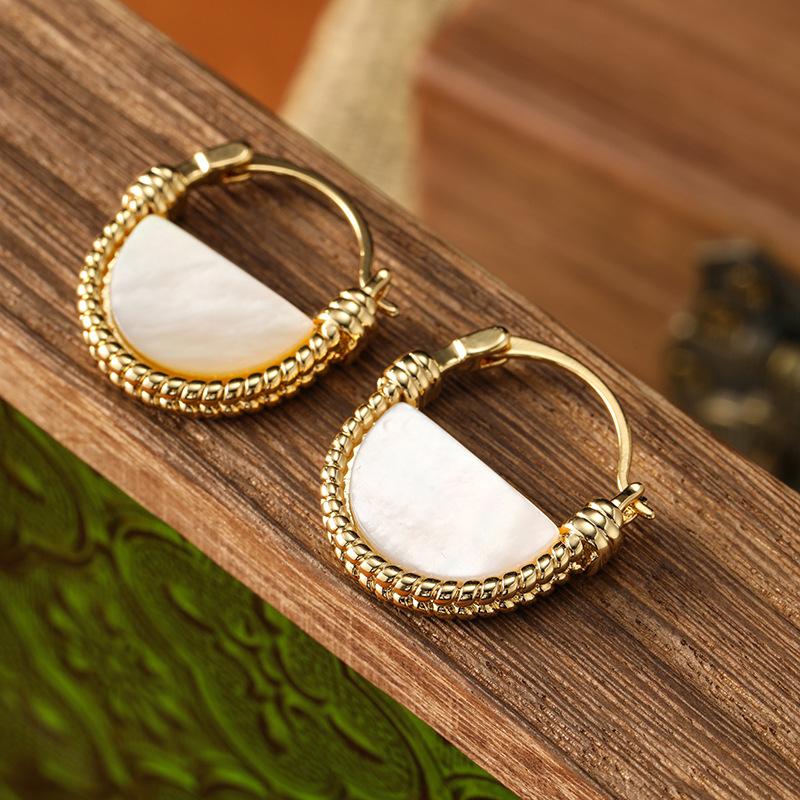 SUYU Zircon Retro Niche Geometric Double-sided White Earrings Elegant And Simple Women's Light Luxury Earrings