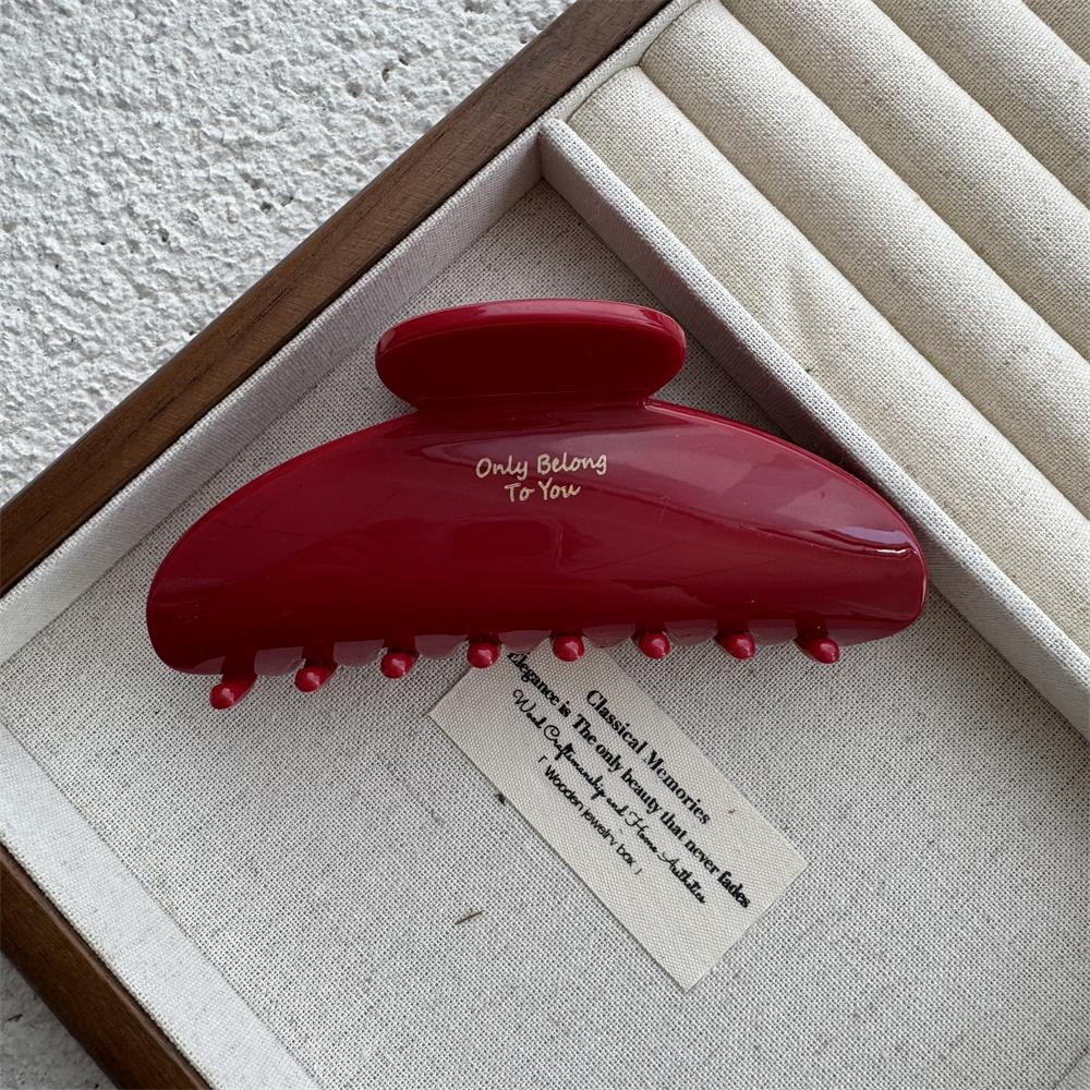 New Year Red Collection: Large Gold Logo Hair Claw—Back of Head Shark Clip Accessory