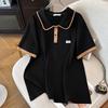 Plus Size Women's Summer Lapel Top Slimming Short Sleeve T-Shirt Cardigan
