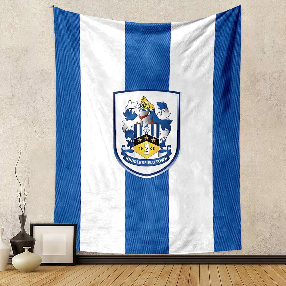 Huddersfield Town Football Crest Artwork Patterned Tapestry Decorative Wall Hanging, Home Bedroom Living Room Decor