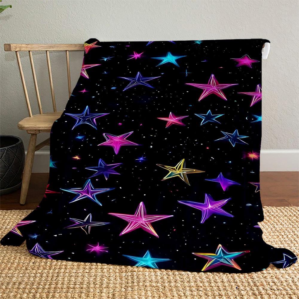 1pc Stars Galaxy Outdoor Flannel Blanket Soft Warm All-Season Throw for Sofa Bed Car Camping Office, Cozy Gift Idea1129S