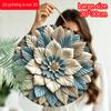 2D Flat, 1pc Round Art Metal Aluminum Wall Decor - Blue and White Leaf Floral Vintage Decorative Plaque, Suitable for Indoor/Outdoor, Durable for