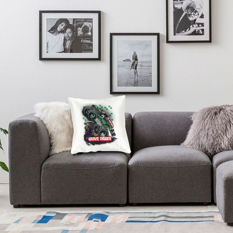 Monster Jam Grave Digger Monster Truck Cushion Cover 40X40Cm Home Decor Printing Throw Pillow Case For Sofa Double-Sided