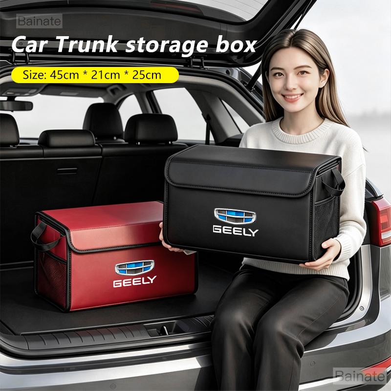 Car Trunk Storage Box, For GEELY GX2 GC2 GC6 Ck BINYUE BOYUE Emgrand EMGRAND PU Pickup, Leather Stowing Tidying Bag Accessories