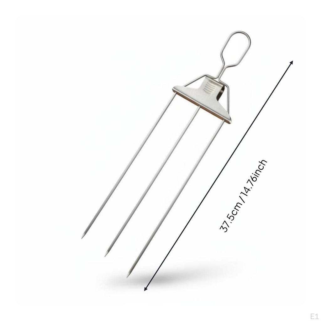 Three Skewer Barbecue Stand Reusable Stainless Steel Effortless To Clean Kabob