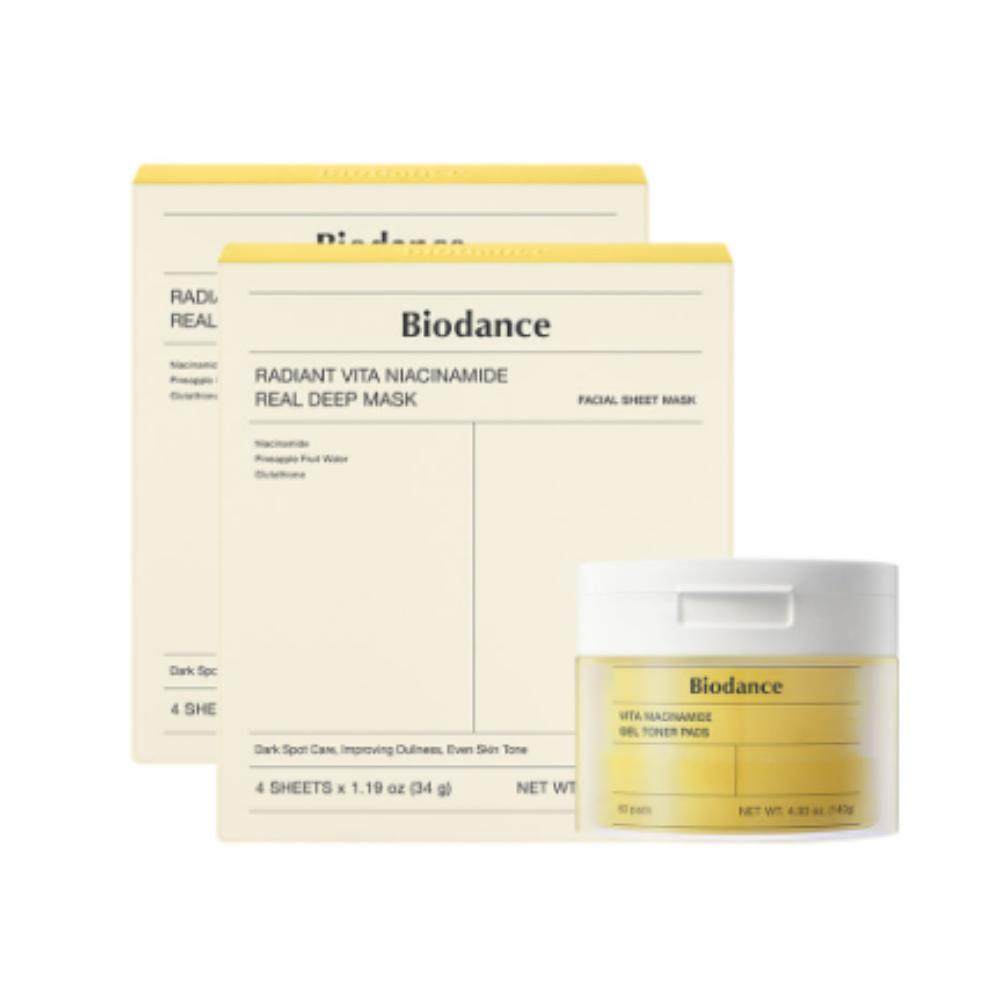 

Biodance Vita Gel Toner Pads 60 Sheets & Vita Mask 8 Sheets – Brightening Vitamin Skincare Set