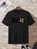 Sporty BRO Word Soccer Ball Design Short Sleeve Top Fashion Casual Street Style Daily Wear T Shirt For Kids