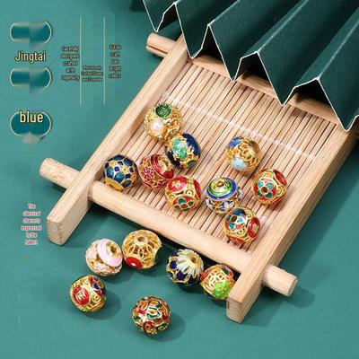 Hanfu-stil Handgjord Cloisonné-pärla & Tofshänge för DIY Halsband/Armband