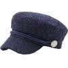 Marine Stylish CZ311 [White Fang] Cap, Casquette, Girly, Hat, Outing, Travel, Tweed, Women's (Navy)