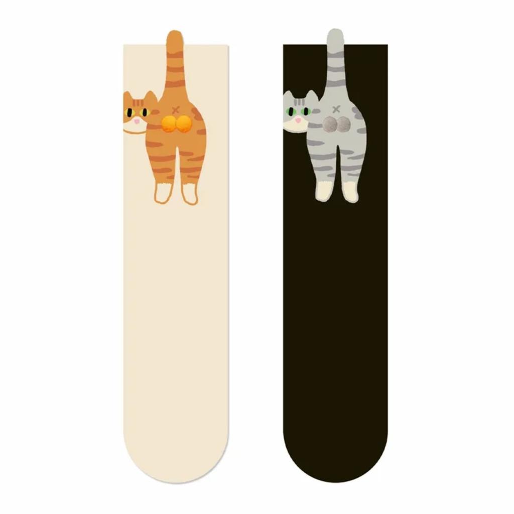 JOYBLISS Chaussettes Chat Mignon 3D Noir/Blanc Chaussettes Coton Chat Drôle Respirantes Douces Fille Femme Chaussettes Fantaisie Ensemble Cadeau Kawaii