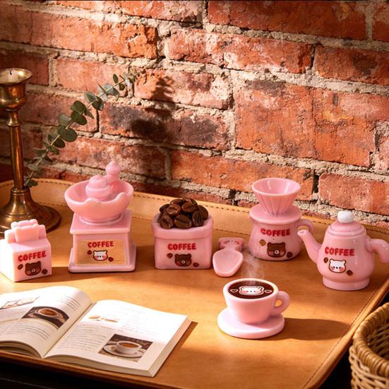 Dollhouse Miniature Coffee Bar Accessories Mini Resin Coffee Maker Machine Cup Jar Pot Figurine for Pretend Play Dollhouse Kitchen Ornaments