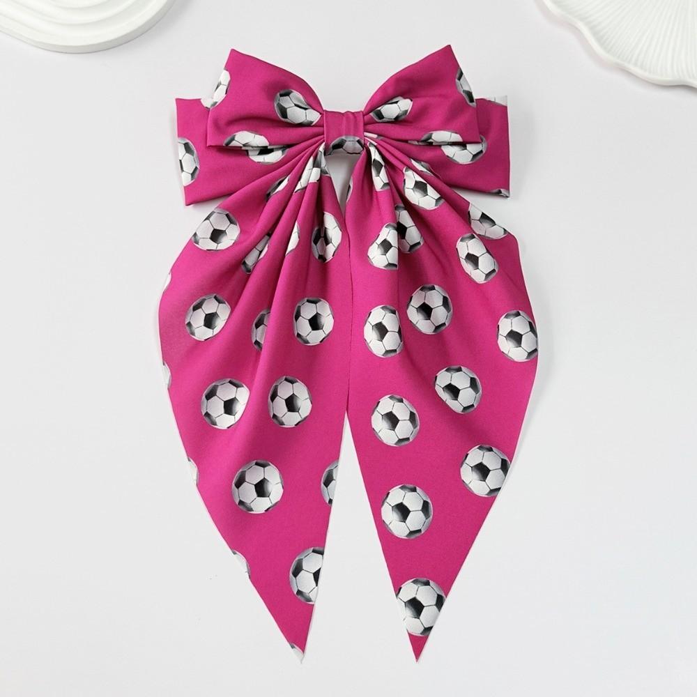 Colorful Football Pattern Bow Hair Clip Elastic Cute Fabric Ribbon Hair Rope Fashion Soft Fashion Hair Accessories Sports Events