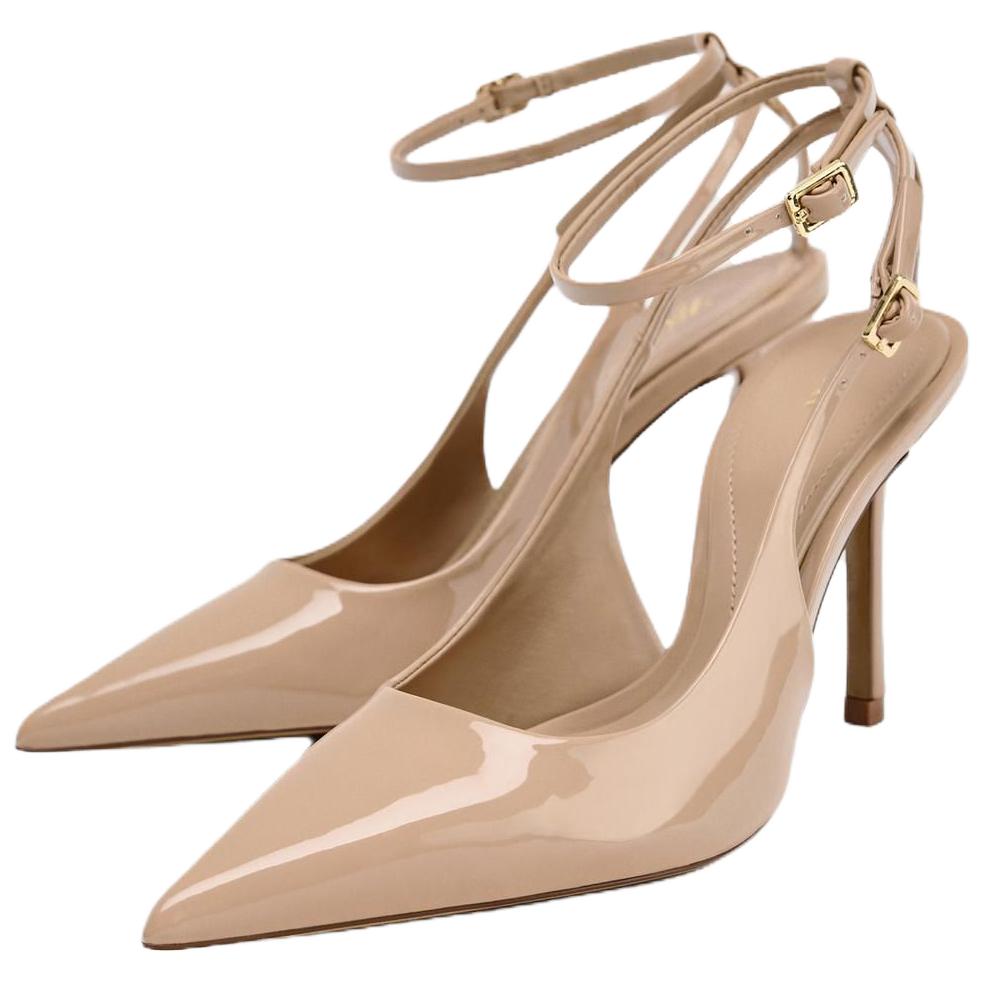 Zara Décolleté a punta con cinturino alla caviglia in vernice Nude Donna 2233510