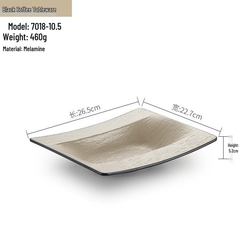 Melamine BBQ Rectangular Side Dish Plate - Imitation Porcelain Plastic, Creative Serving Plate, Drop-Resistant for Hot Pot & Barbecue Restaurants