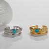 Niche Design Ring S925 Sterling Silver Inlaid With Natural Turquoise Colored Treasure Women'S Ring Fashion And High Sense