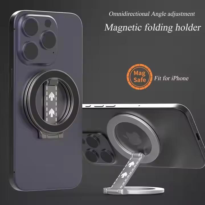 YTGEE GYM Double Sided Strong Magnet Mobile Phone Stand Adjustable Foldable Portable Ring Magnetic Phone Holder for iPhone 12 14