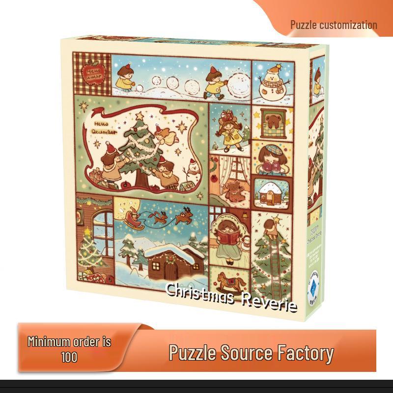 728-piece Christmas Dream Blue Card Educational Puzzle Toy 70x50 cm