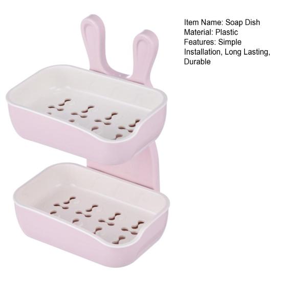 Wall Mounted Soap Dish Double Layer Design Strong Load-bearing Easy Installation Sponge Holder Bathroom Soap Rack