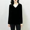 Women's Mulberry Silk Velvet V-Neck Long Sleeve Top