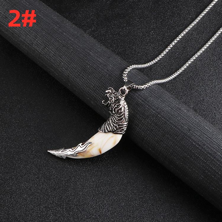 Men's Wolf Tooth Pendant Necklace - Hip Hop Student Style, Retro Long Sweater Chain Accessory