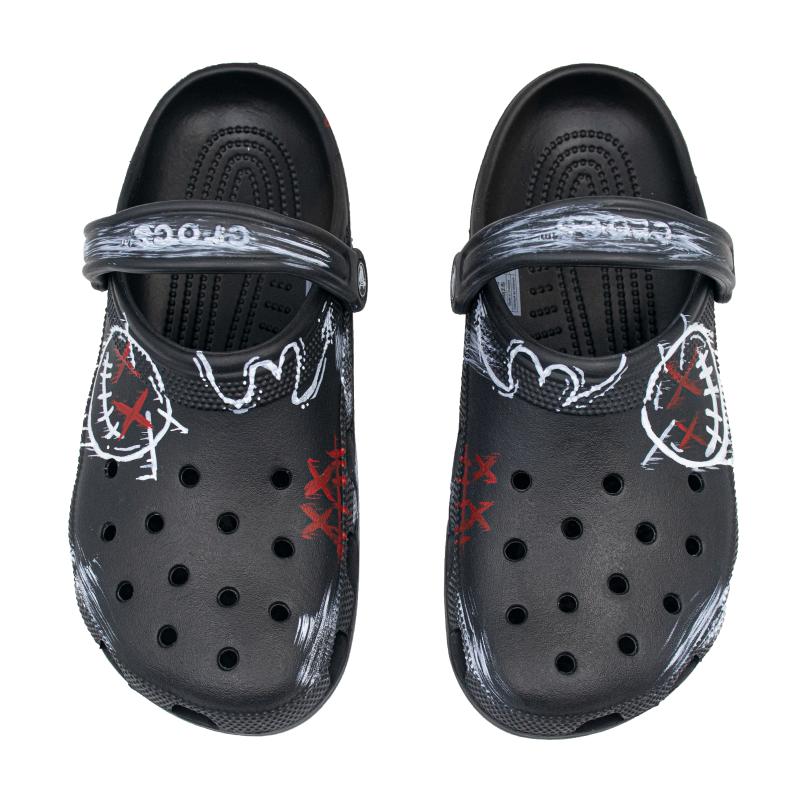 Crocs Classic clog Devil Smiley EVA Graffiti Comfortable Versatile Hole Shoes Unisex Black