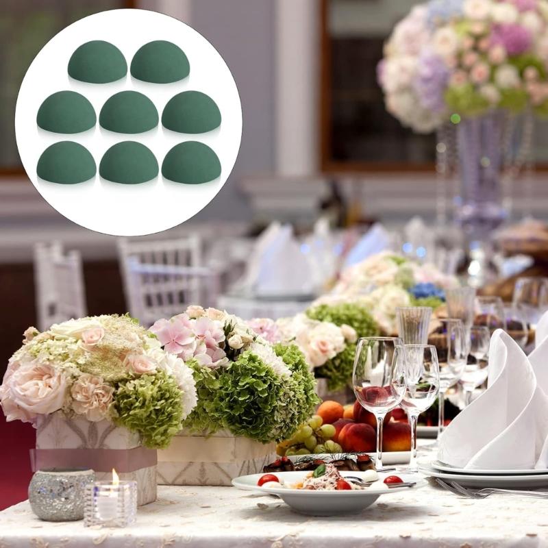 8Pcs Floral Dry Foam Half Balls Half Round Foam Block High Water Retention For Wedding Flower Bouquets Home Decoration