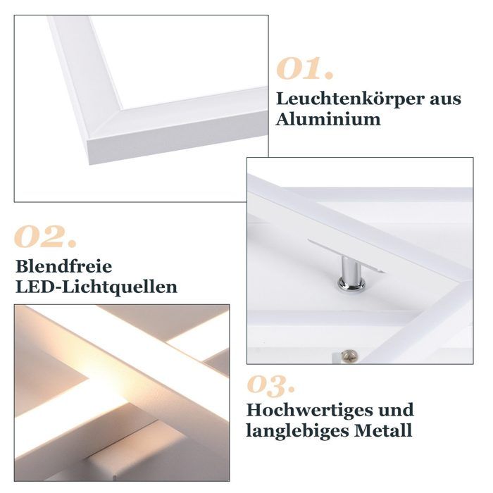 LED Ceiling Light - NETTLIFE - Nettlife LED Living Room Ceiling Light - 20W - 42 Cm - Warm White 3000K