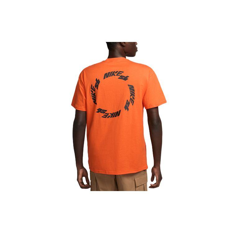 

Nike SB Wheel Men s Crew Neck Short Sleeve Cotton T-Shirt Orange Multicolor FB8143-819 M
