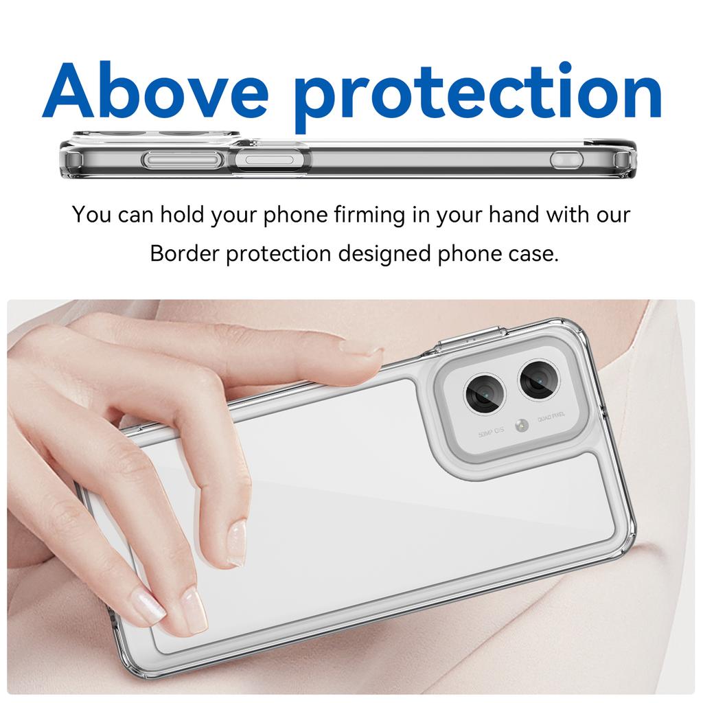 WANLONFENG MF Series for Motorola Moto G55 5G Case TPU+Acrylic Clear Phone Cover with Tempered Glass Film