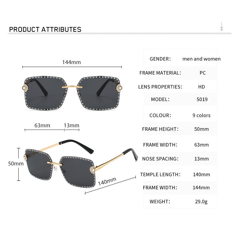 New Rectangle Vintage Sunglasses Women Fashion Square Colorful Classic Casual Frameless Rimless Men Sun Glasses UV400