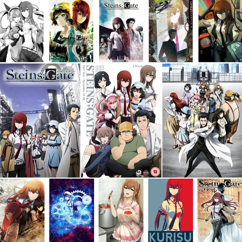 

Классические аниме Steins Gate плакаты белая бумага мультяшные игры принты настенный художественный декор украшение гостиной бар кафе домашняя живопись