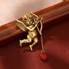 Cupido Arco e Flecha Vintage Ocidental Anjo Fofo Coração Acessórios Femininos Broche