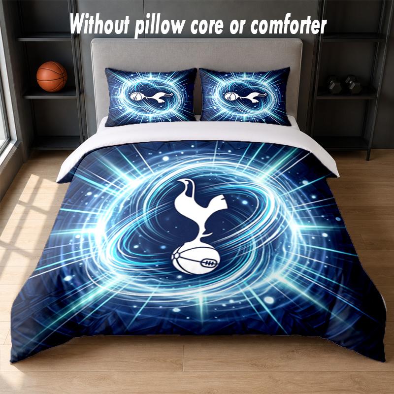 Tottenham Hotspur Design Bett Bettwäsche Set 1 Bettbezug + 2 Kissenbezüge Weich Atmungsaktiv Haushalt Bettwäsche