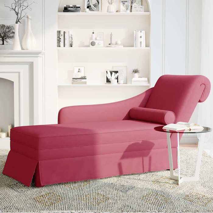 VidaXL Fauteuil long avec traversin et accoudoir droit rouge bordeaux, fauteuil, fauteuil de détente, fauteuil long 4009786