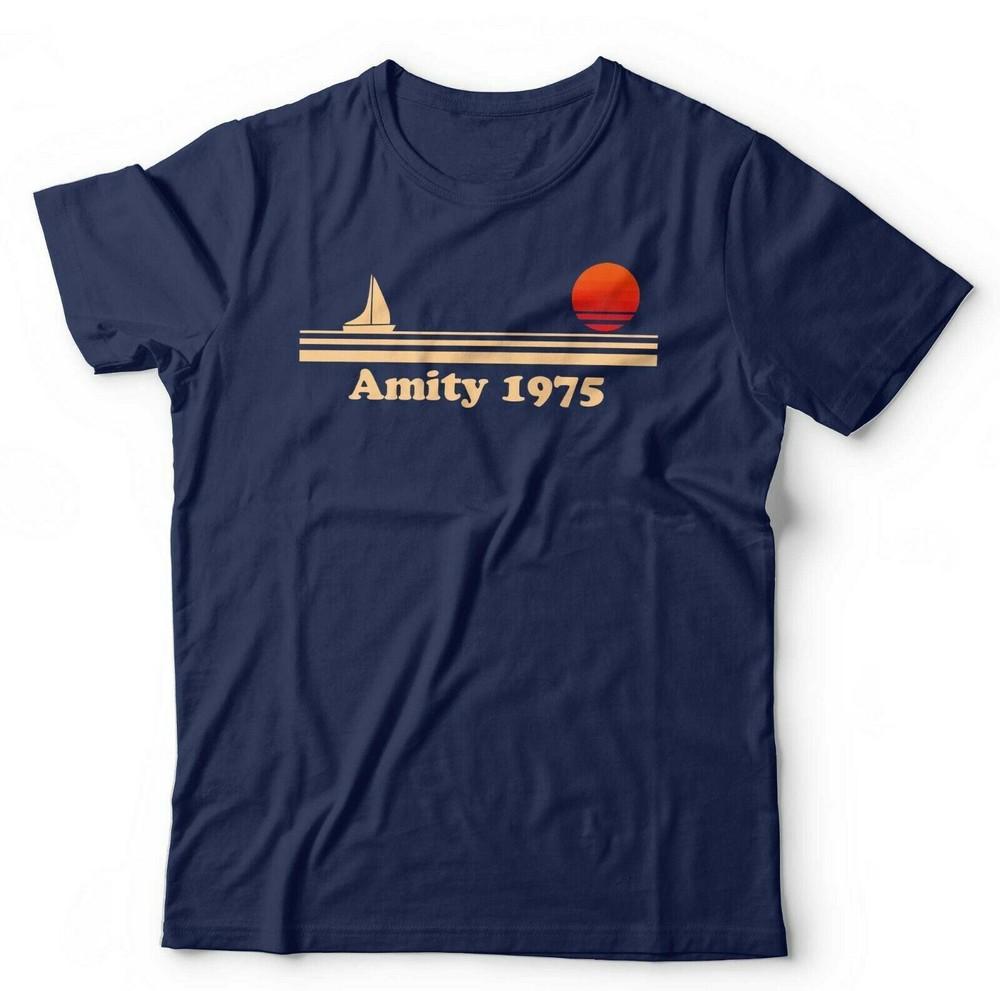 Čelisti Tričko Amity 1975 Unisex Žralok Retro Vintage 70. léta Hororový Film Quint