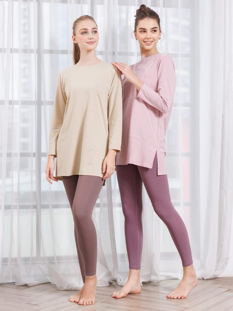 Loopa Essential Long for Training and Smoky Size M L/S T-Shirt, Women's, Sleeve, Quick-Drying, Cool-To-Touch, Sports, Pink,