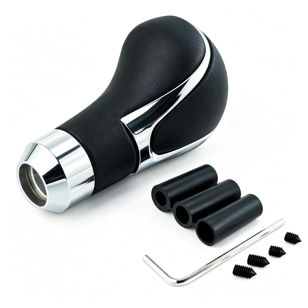 Lunsom Leather Gear Shift Knob Shift Knob Universal Auto Manual Car R-Shape (Black)