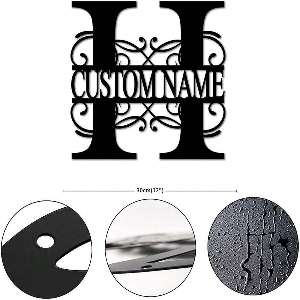 Personalized Metal Wall Art Custom Initials Family Name Light Beam Design Iron Steel Decor Home Porch Garden Gift Birthday