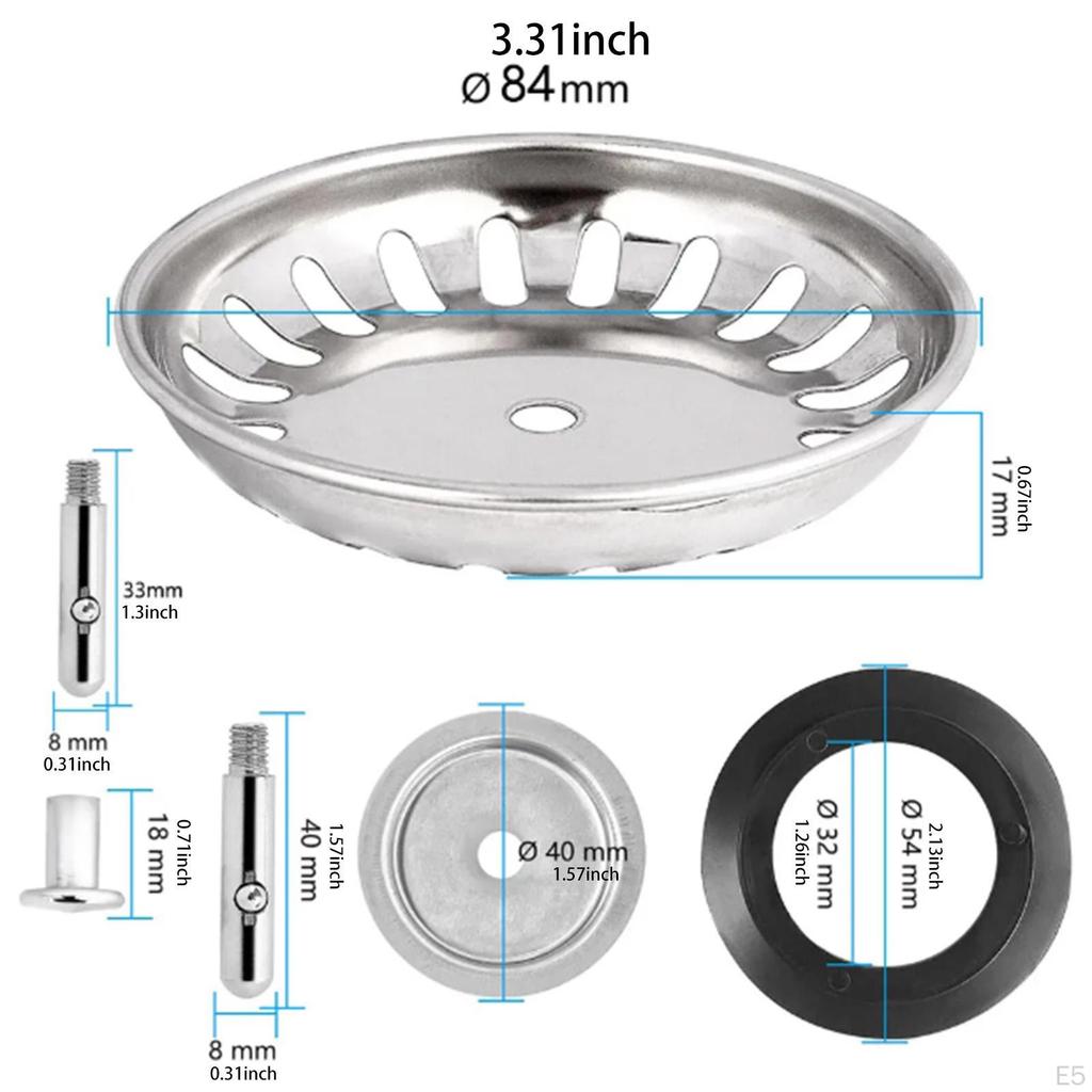Kitchen Sink Basket Strainer Food Catcher Anti Clog Drain Cover Waste Plug